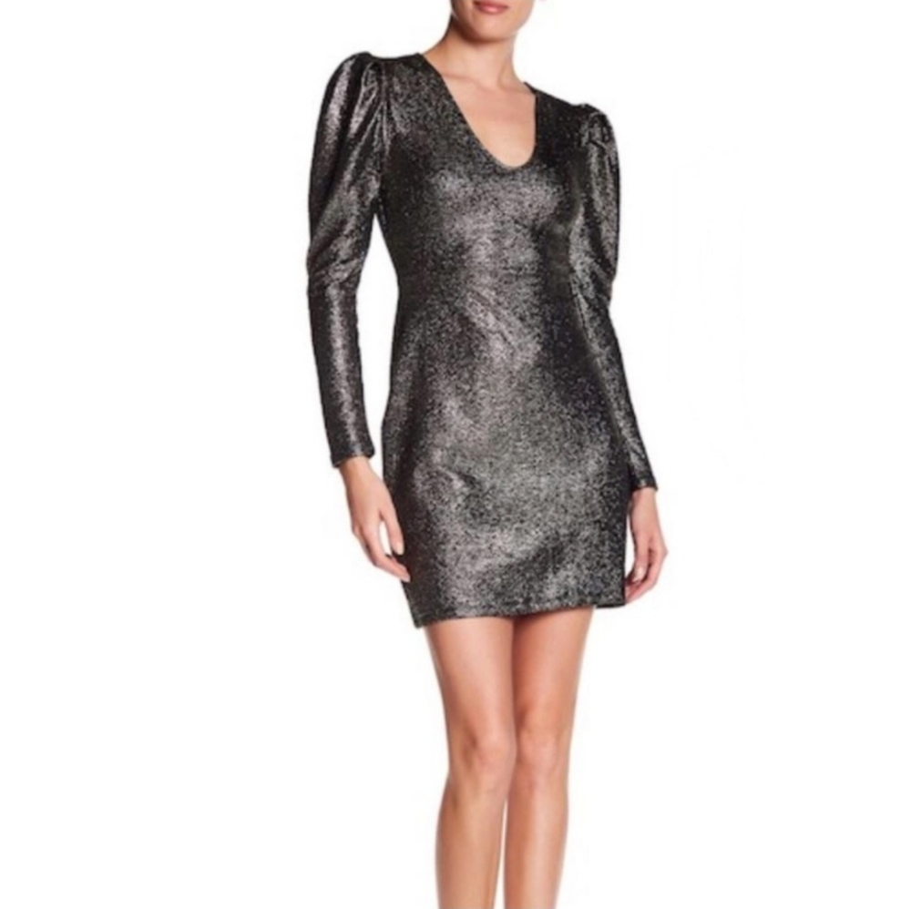 FREE PRESS Elegant Black Metallic Dress Size Medium